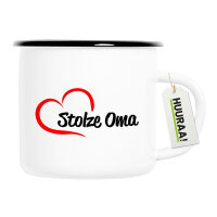 Emaille Tasse Stolze Oma Herz 300ml Vintage Emaille Becher
