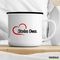 Emaille Tasse Stolze Oma Herz 300ml Vintage Emaille Becher