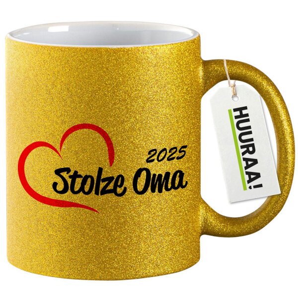 Glitzertasse Stolze Oma 2025 Herz 330ml