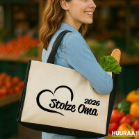 Jutetasche Stolze Oma 2026 Herz 21 Liter Black