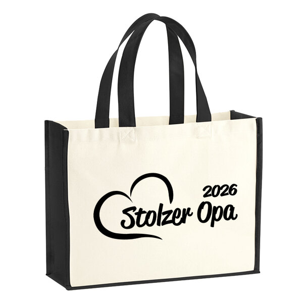 Jutetasche Stolzer Opa 2026 Herz 21 Liter Black