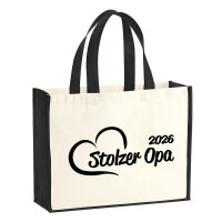 Jutetasche Stolzer Opa 2026 Herz 21 Liter Black