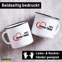 Emaille Tasse Stolzer Onkel 2025 Herz 300ml Vintage...