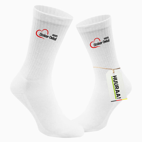 Socken Stolzer Onkel 2025 Herz Größe 37/46 White Motiv Tennissocken
