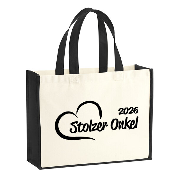 Jutetasche Stolzer Onkel 2026 Herz 21 Liter Black
