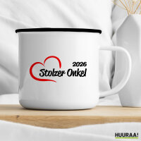 Emaille Tasse Stolzer Onkel 2026 Herz 300ml Vintage Emaille Becher