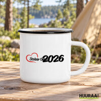 Emaille Tasse Stolzer Onkel 2026 Herz in Weiß, 300 ml
