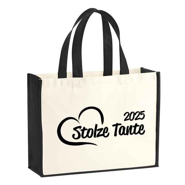Jutetasche Stolze Tante 2025 Herz 21 Liter Black