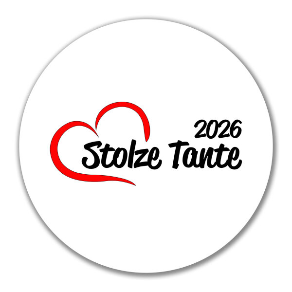Aufkleber Stolze Tante 2026 Herz 10cm Sticker