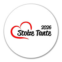 Aufkleber Stolze Tante 2026 Herz 10cm Sticker