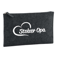 Kulturbeutel Stolzer Opa Herz 1 Liter Filz Charcoal Kosmetiktasche