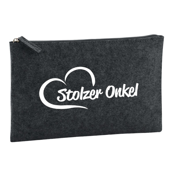 Kulturbeutel Stolzer Onkel Herz 1 Liter Filz Charcoal Kosmetiktasche