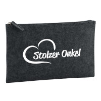 Kulturbeutel Stolzer Onkel Herz 1 Liter Filz Charcoal Kosmetiktasche