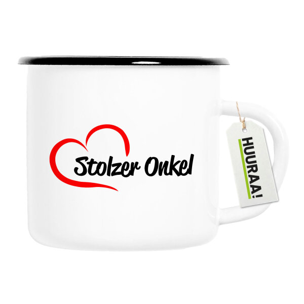 Emaille Tasse Stolzer Onkel Herz 300ml Vintage Emaille Becher