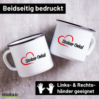 Emaille Tasse Stolzer Onkel Herz 300ml Vintage Emaille...