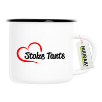 Emaille Tasse Stolze Tante Herz 300ml Vintage Emaille Becher
