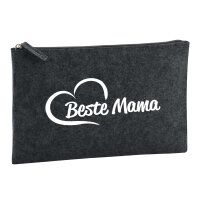 Kulturbeutel Beste Mama Herz 1 Liter Filz Charcoal...