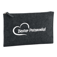 Kulturbeutel Bester Patenonkel Herz 1 Liter Filz Charcoal...