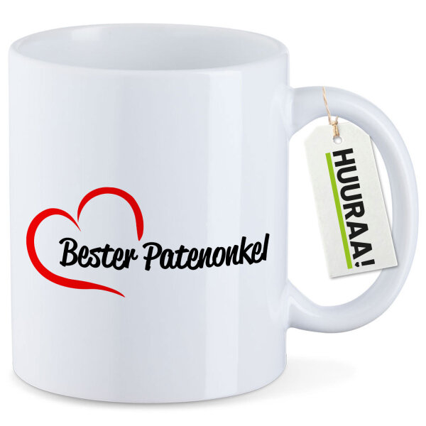 Tasse Bester Patenonkel Herz 330ml Weiß