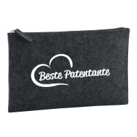 Kulturbeutel Beste Patentante Herz 1 Liter Filz Charcoal...