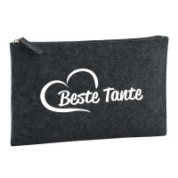 Kulturbeutel Beste Tante Herz 1 Liter Filz Charcoal...