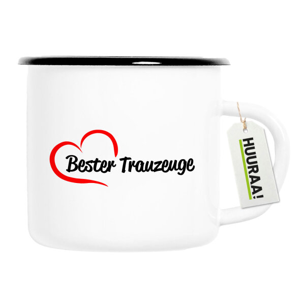 Emaille Tasse Bester Trauzeuge Herz 300ml Vintage Emaille Becher