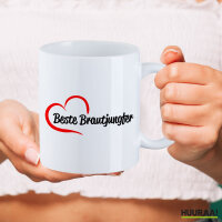 Tasse Beste Brautjungfer Herz 330ml Weiß