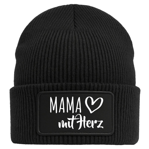 Beanie Mama mit Herz Black Mütze