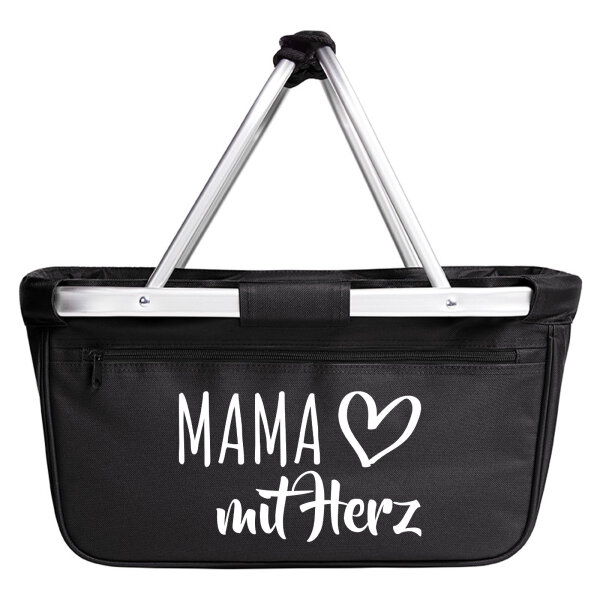 Einkaufskorb faltbar Mama mit Herz 20 Liter Tragekorb Black