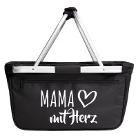 Einkaufskorb faltbar Mama mit Herz 20 Liter Tragekorb Black
