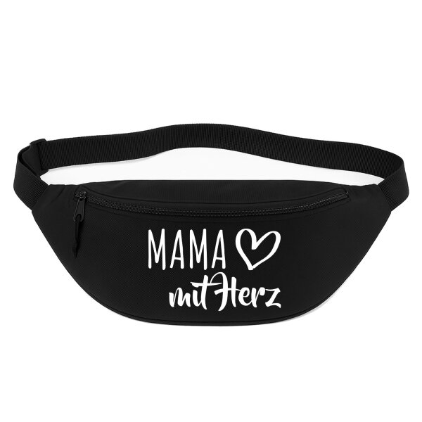 Bauchtasche Mama mit Herz 2,5 Liter Black Crossbody Bag