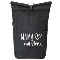 Kurierrucksack Mama mit Herz 30-44 Liter Black Melange