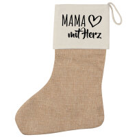 Weihnachtsstrumpf Mama mit Herz Beige