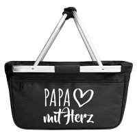 Einkaufskorb faltbar Papa mit Herz 20 Liter Tragekorb Black