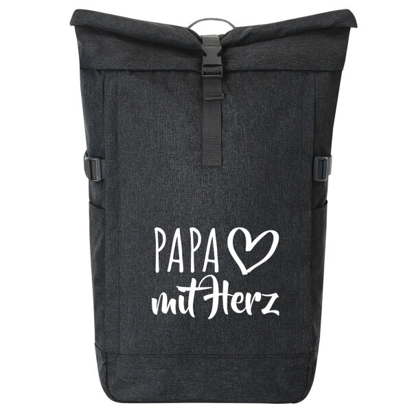 Kurierrucksack Papa mit Herz 30-44 Liter Black Melange