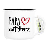 Emaille Tasse Papa mit Herz 300ml Vintage Emaille Becher