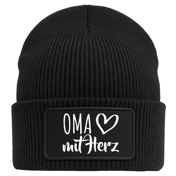 Beanie Oma mit Herz Black Mütze