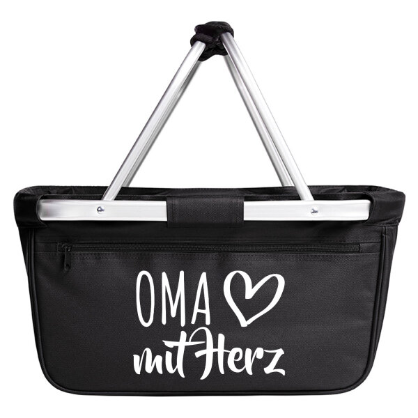 Einkaufskorb faltbar Oma mit Herz 20 Liter Tragekorb Black