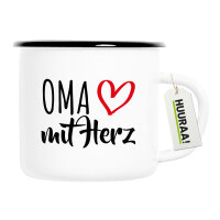 Emaille Tasse Oma mit Herz 300ml Vintage Emaille Becher
