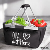 Einkaufskorb faltbar Opa mit Herz 20 Liter Tragekorb Black
