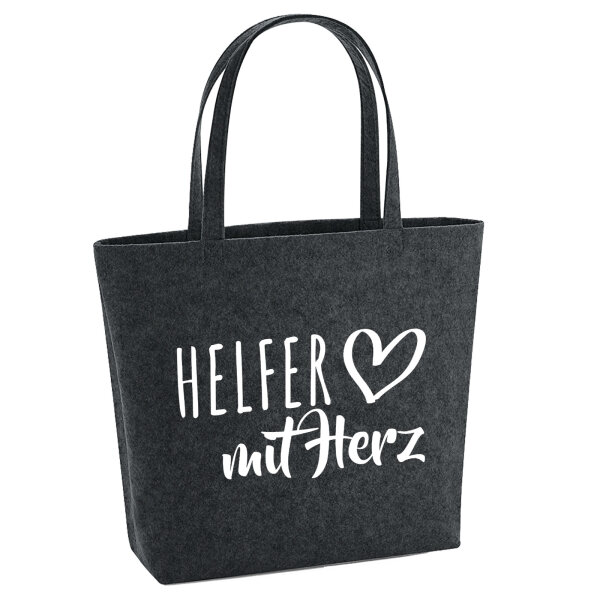 Filz Shopper Helfer mit Herz 22 Liter Filztasche