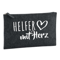 Kulturbeutel Helfer mit Herz 1 Liter Filz Charcoal Kosmetiktasche