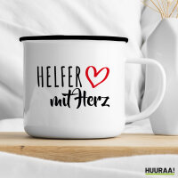 Emaille Tasse Helfer mit Herz 300ml Vintage Emaille Becher
