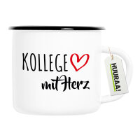 Emaille Tasse Kollege mit Herz 300ml Vintage Emaille Becher