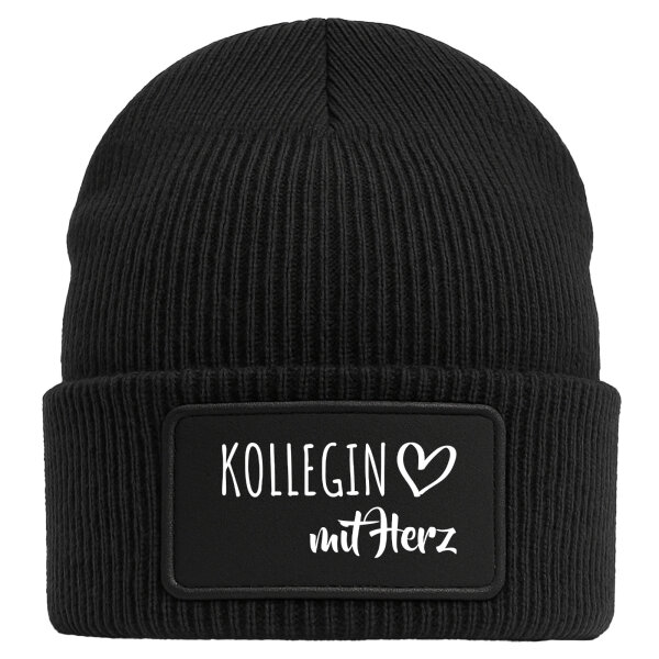 Beanie Kollegin mit Herz Black Mütze