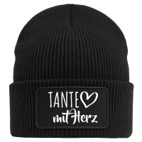 Beanie Tante mit Herz Black Mütze