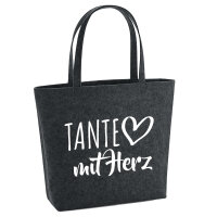 Filz Shopper Tante mit Herz 22 Liter Filztasche