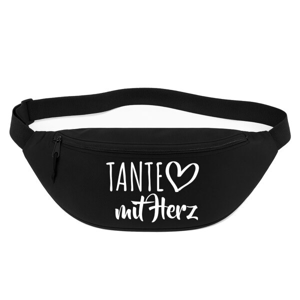 Bauchtasche Tante mit Herz 2,5 Liter Black Crossbody Bag