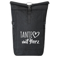 Kurierrucksack Tante mit Herz 30-44 Liter Black Melange