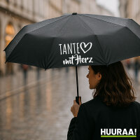 Regenschirm Tante mit Herz 98cm Schwarz